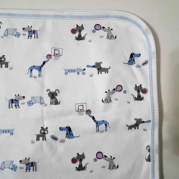 Kissy Kissy Dogs Playing Sports Pima Cotton Baby Receiving Blanket Lovey Blankie - Picture 3 of 15